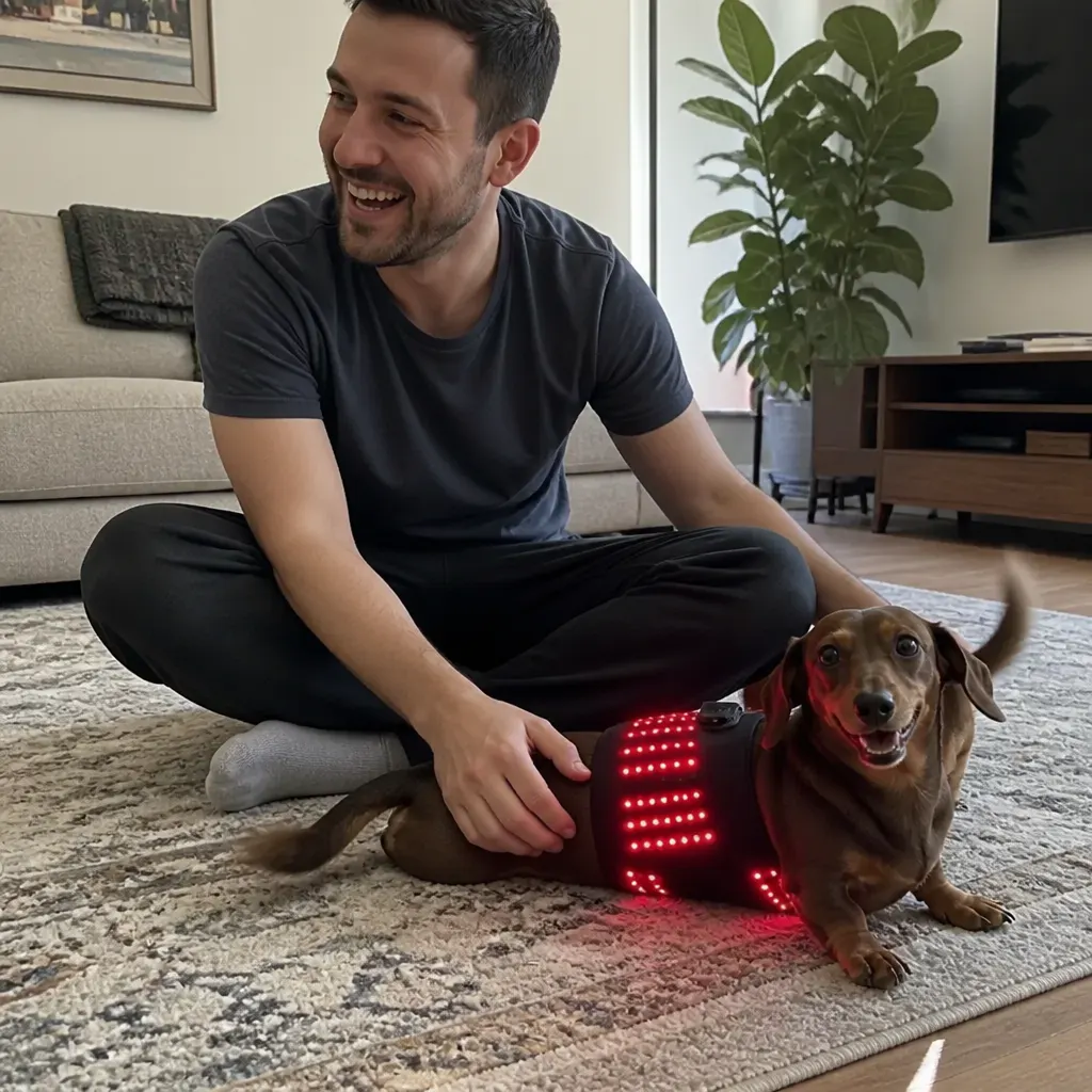 Derek W.'s dog using the recovery wrap